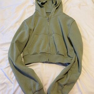 Green Cropped Hoodie